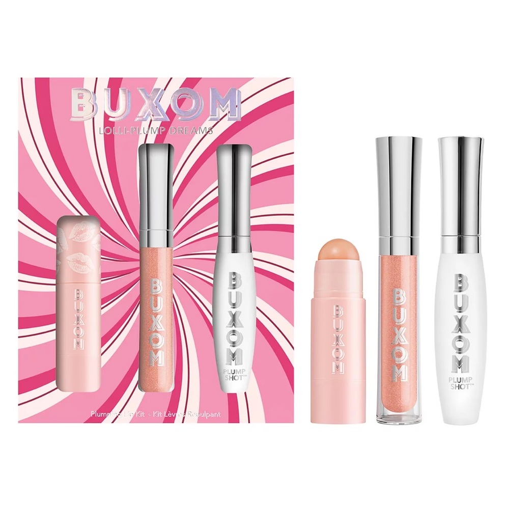 Buxom Lolli-Plump Dreams Plumping Lip Kit- 3pc, sheer pink, peachy beige shimmer